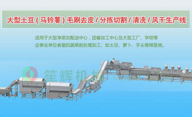 莱山连续式土豆去皮清洗切割风干生产线